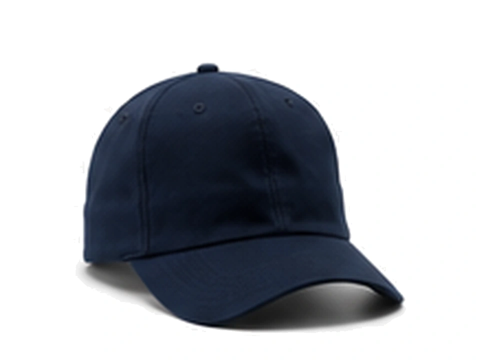 Navy custom baseball cap with six-panel crown and curved visor
