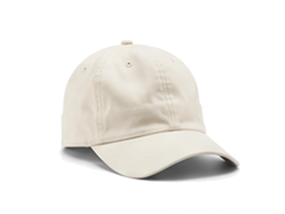 Soft off-white floppy cap with relaxed unstructured crown