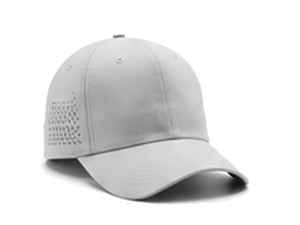 Light grey custom performance cap with engineered ventilation