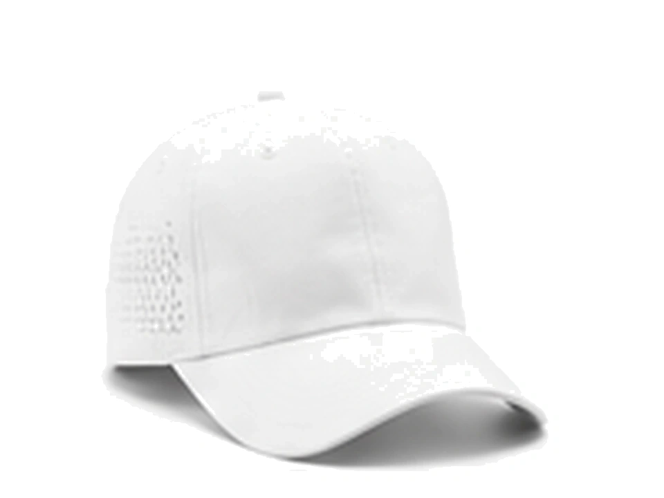 White custom running cap with lightweight breathable construction