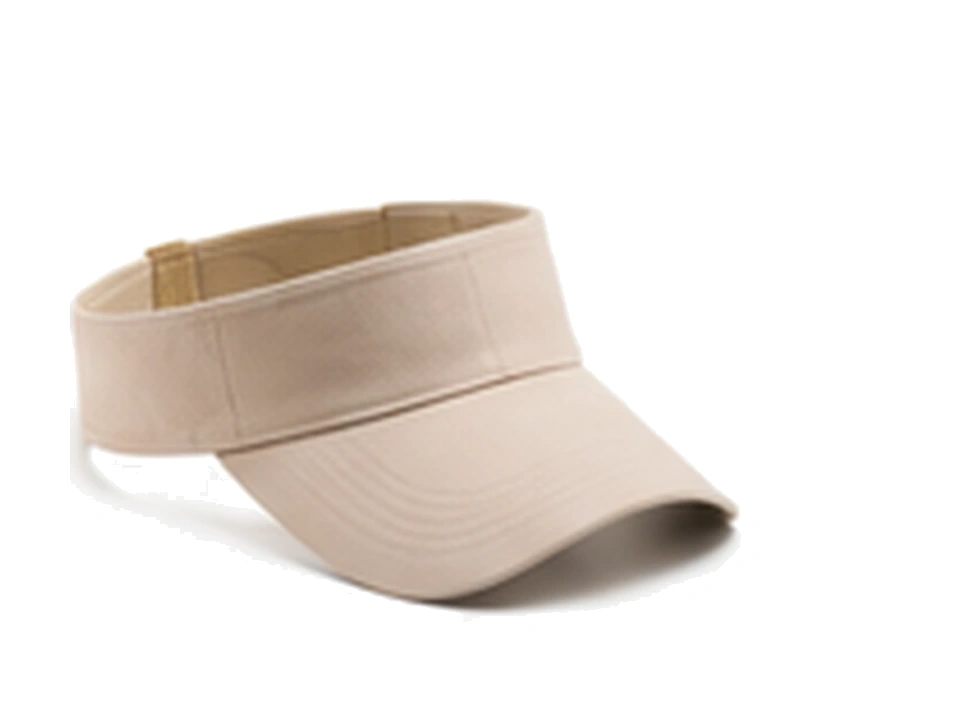Beige custom sun visor with open crown and wide visor