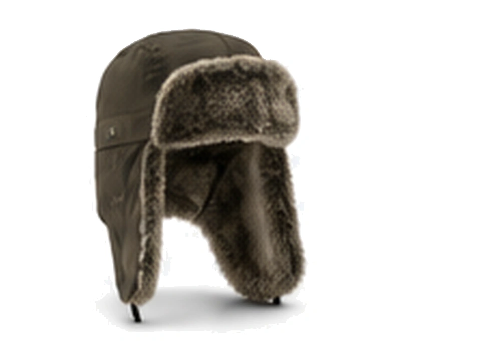 Olive custom trapper hat with insulated ear flaps for cold weather