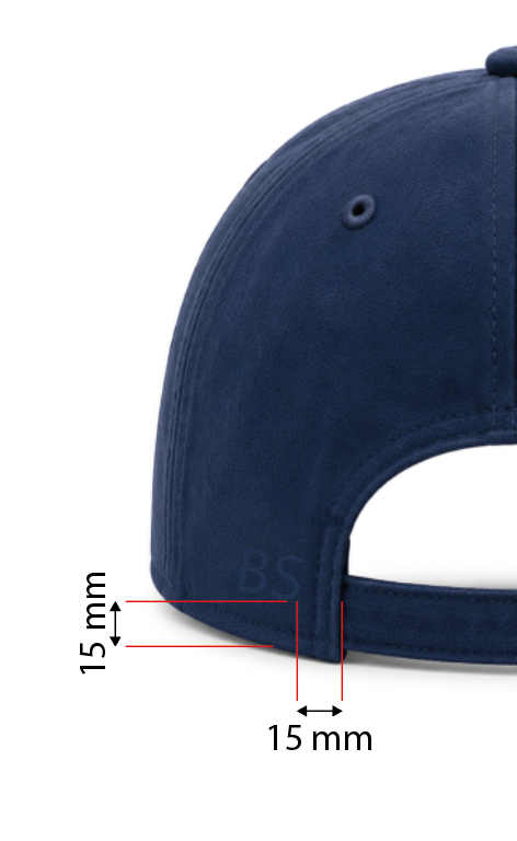 Back initials embroidery placement on custom baseball cap