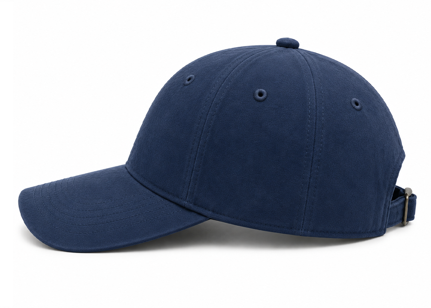 Left side view of custom 6-panel baseball cap