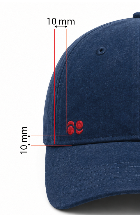 Front embroidery logo placement on custom baseball cap